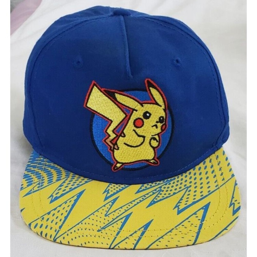 Pokemon Pikachu YOUTH size Baseball Hat Yellow Blue Lightning Snapback Cap 2017
